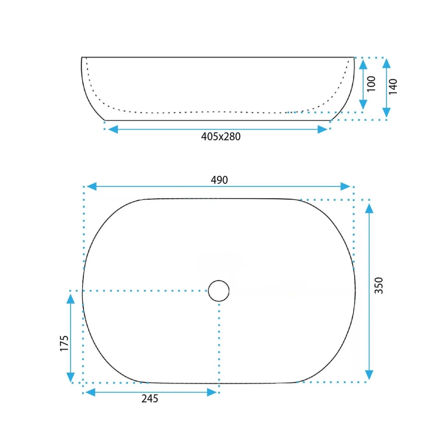REA-U4591 - Tööpinnale paigaldatav valamu LISA 35x49 cm keraamika/läikiv kreemjas