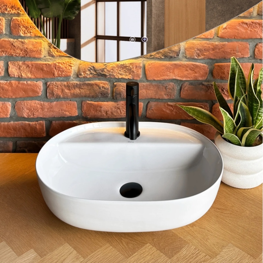 REA-U4620 - Lauapealne valam AURA 38,5x50,5 cm keraamiline/läikiv valge