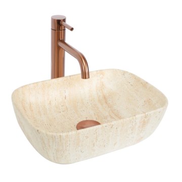 REA-U4700 - Lauale paigaldatav valamu BELINDA 25x36 cm keraamika/beež/kiviimitatsioon