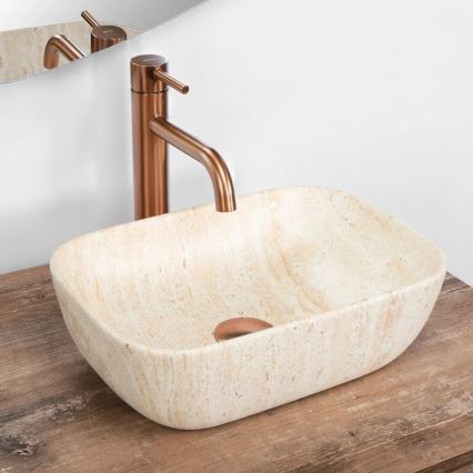 REA-U4700 - Lauale paigaldatav valamu BELINDA 25x36 cm keraamika/beež/kiviimitatsioon