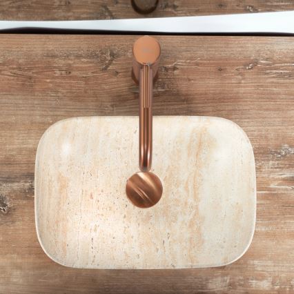 REA-U4700 - Lauaplaadile paigaldatav kraanikauss BELINDA MINI 25x36 cm keraamika/beež/kiviefekt