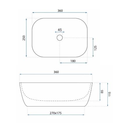 REA-U4700 - Lauaplaadile paigaldatav kraanikauss BELINDA MINI 25x36 cm keraamika/beež/kiviefekt