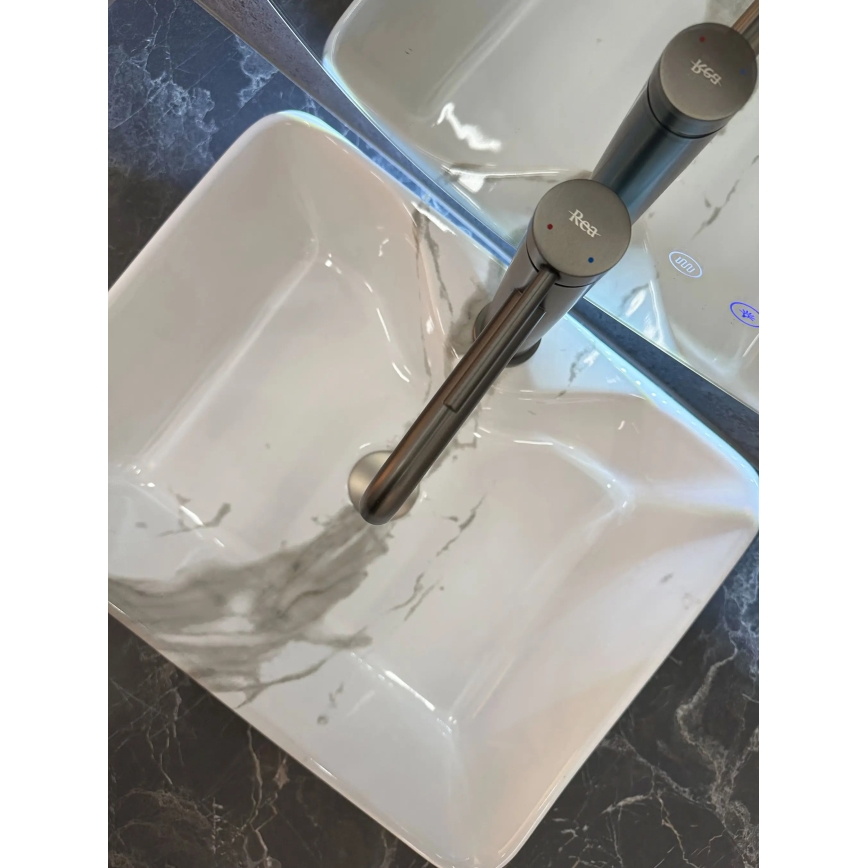 REA-U5052 - KELLY 38x49 cm lauapealne valamu keraamiline/valge/marmori dekor