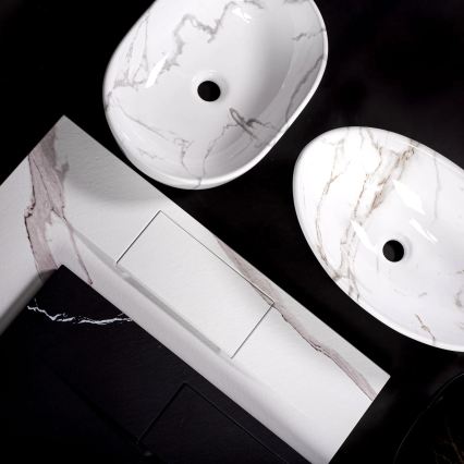 REA-U5052 - KELLY 38x49 cm lauapealne valamu keraamiline/valge/marmori dekor