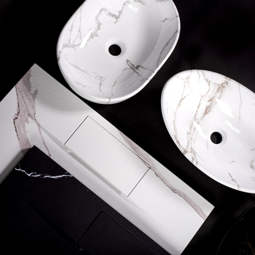 REA-U5052 - KELLY 38x49 cm lauapealne valamu keraamiline/valge/marmori dekor