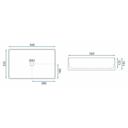 REA-U5055 - Lauapinnale paigaldatav valamu BERTA 35,5x56 cm keraamika/läikiv valge