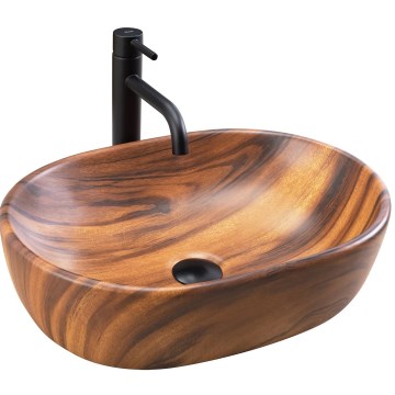 REA-U5060 - Lauale paigaldatav valamu AMELIA 34,5x48 cm keraamika/puidumuster