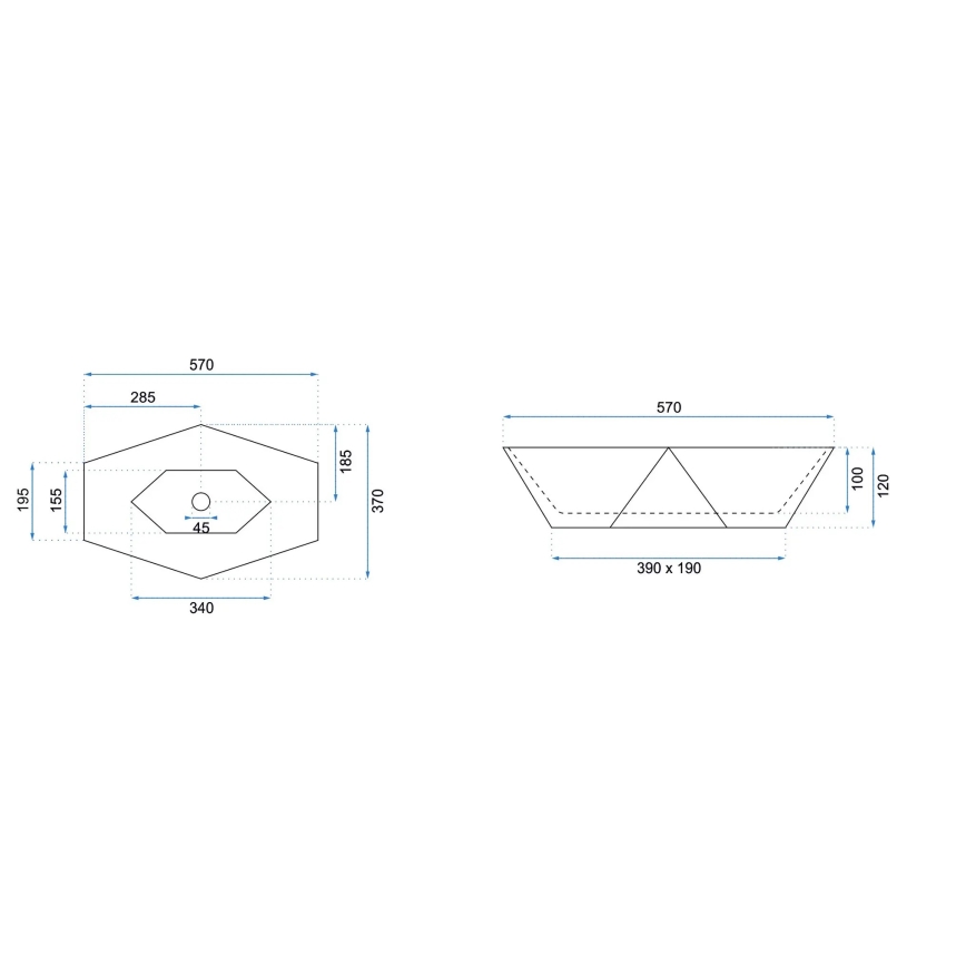 REA-U5602 - Lauapealne valamu VEGAS 37x57 cm keraamika/kiviimitatsioon