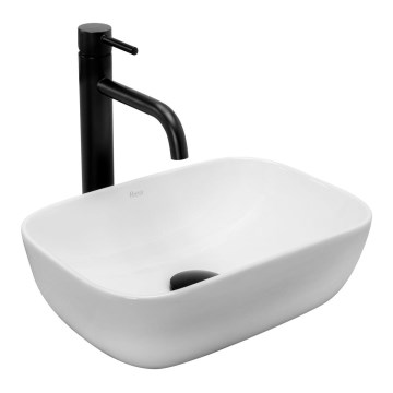 REA-U5667 - Lauaplaadile paigaldatav valamu BELINDA MINI 25x36 cm keraamika/läikiv valge