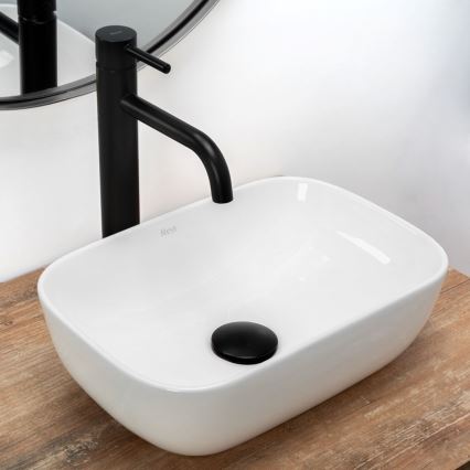 REA-U5667 - Lauaplaadile paigaldatav valamu BELINDA MINI 25x36 cm keraamika/läikiv valge