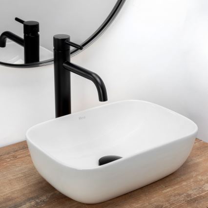 REA-U5667 - Lauaplaadile paigaldatav valamu BELINDA MINI 25x36 cm keraamika/läikiv valge