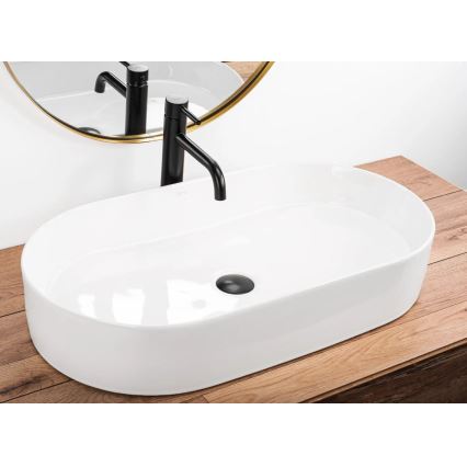 REA-U5801 - Lauaplaadile paigaldatav valamu NADIA 38,5x71 cm keraamika/läikiv valge