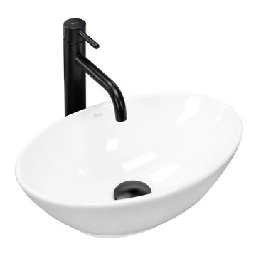 REA-U5804 - PAMELA MINI lauale paigaldatav valamu 26,5x40 cm keraamika/läikiv valge