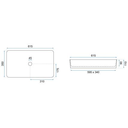 REA-U5896 - Lauaplaadile paigaldatav valam DENIS 35x61,5 cm keraamika/marmori dekoor