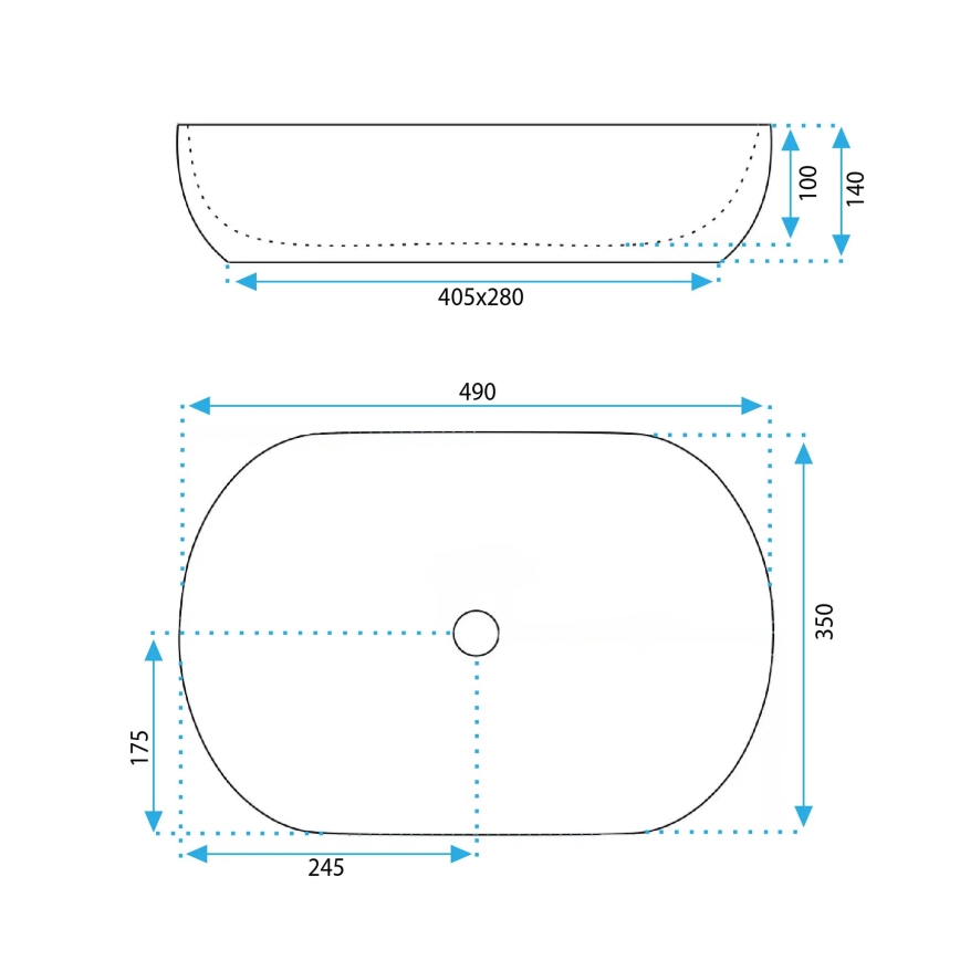 REA-U6022 - LISA lauapealne valamu 35x49 cm keraamika/läikiv valge
