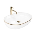 REA-U6211 - CLEO lauapealne valamu 41x60,5 cm keraamika/valge/kuldne