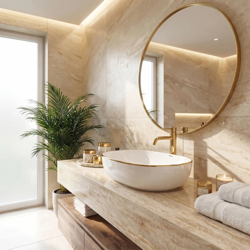 REA-U6211 - CLEO lauapealne valamu 41x60,5 cm keraamika/valge/kuldne