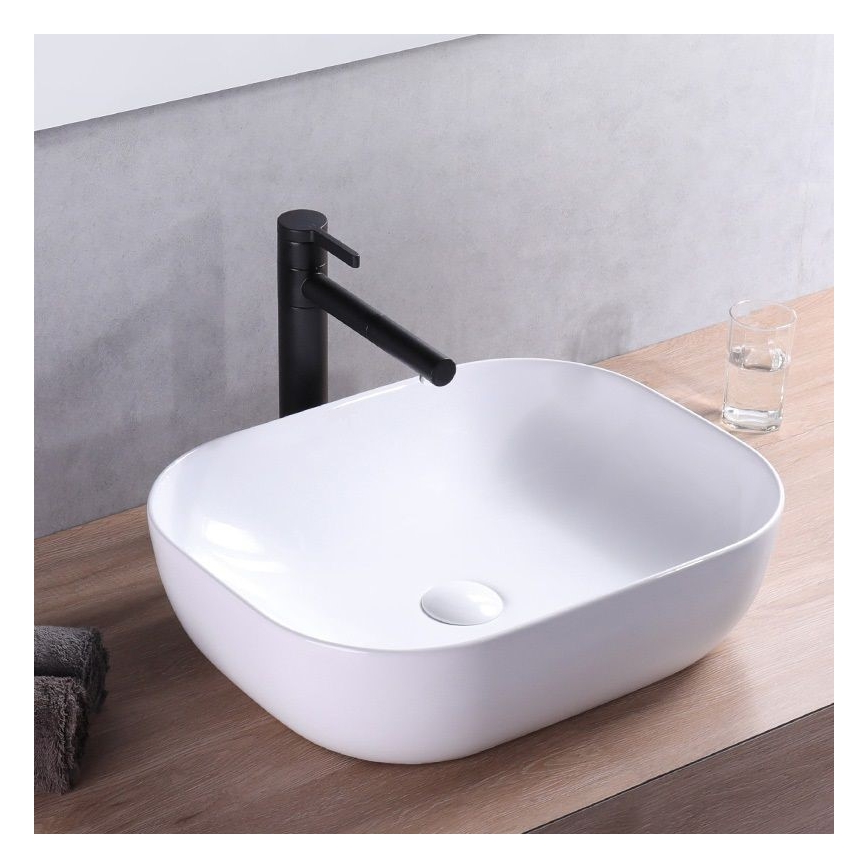 REA-U6300 - Tööpinnale paigaldatav valamu MONA SLIM 40x50,5 cm keraamika/läikiv valge