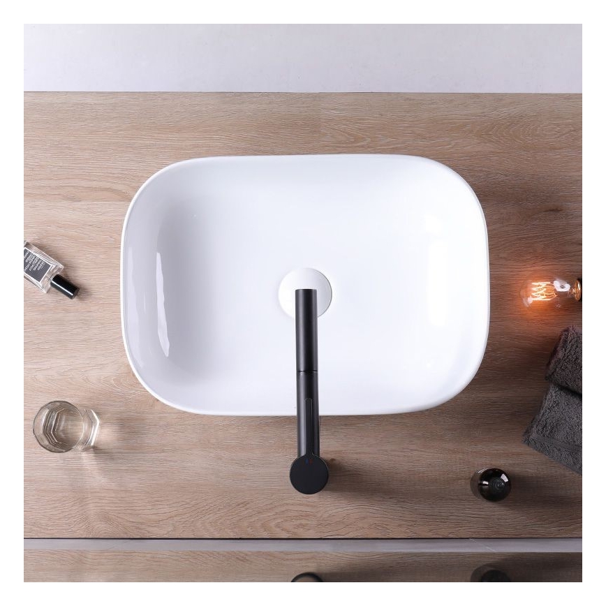 REA-U6300 - Tööpinnale paigaldatav valamu MONA SLIM 40x50,5 cm keraamika/läikiv valge