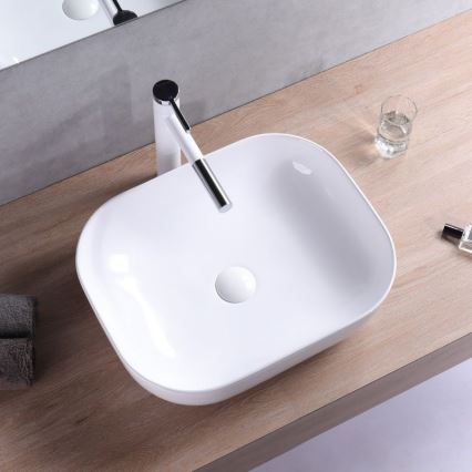 REA-U6300 - Tööpinnale paigaldatav valamu MONA SLIM 40x50,5 cm keraamika/läikiv valge