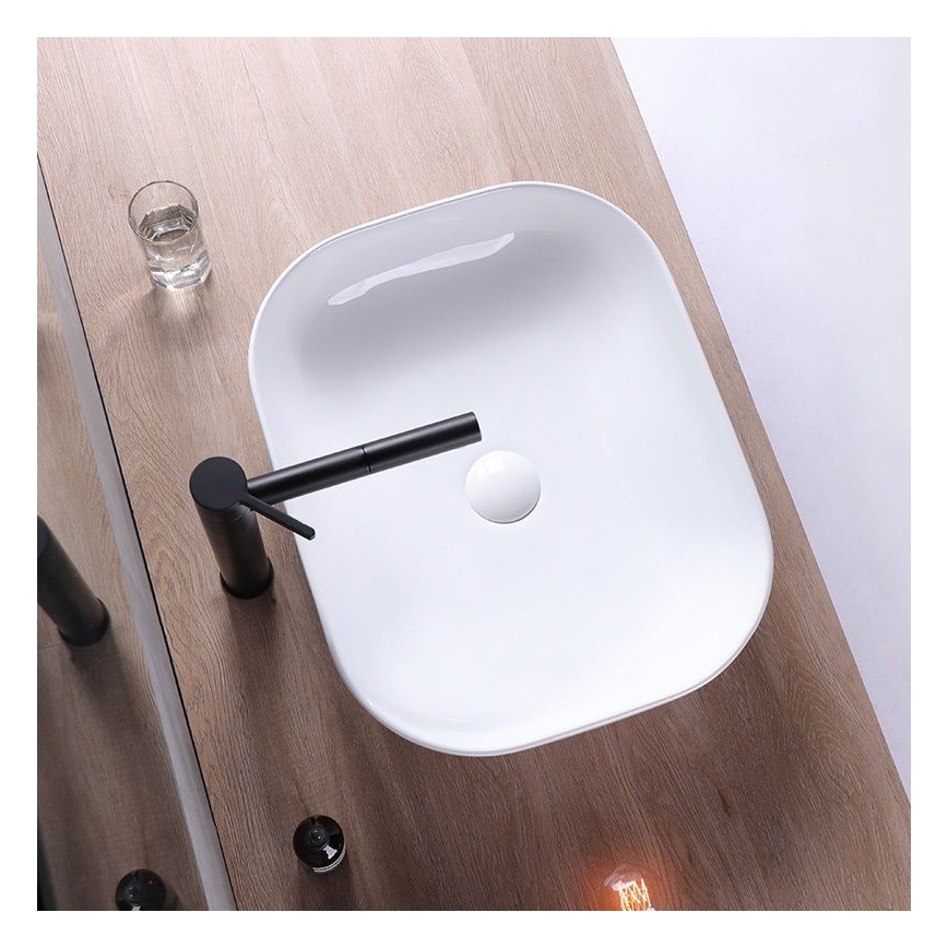 REA-U6300 - Tööpinnale paigaldatav valamu MONA SLIM 40x50,5 cm keraamika/läikiv valge