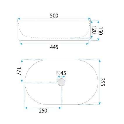 REA-U6366 - Lauapealne valamu OKTAWIA 35,5x50 cm keraamika/valge