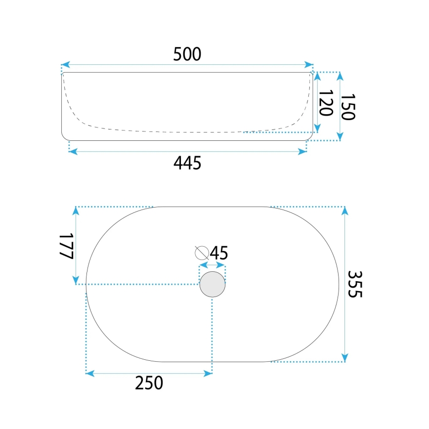 REA-U6366 - Lauapealne valamu OKTAWIA 35,5x50 cm keraamika/valge