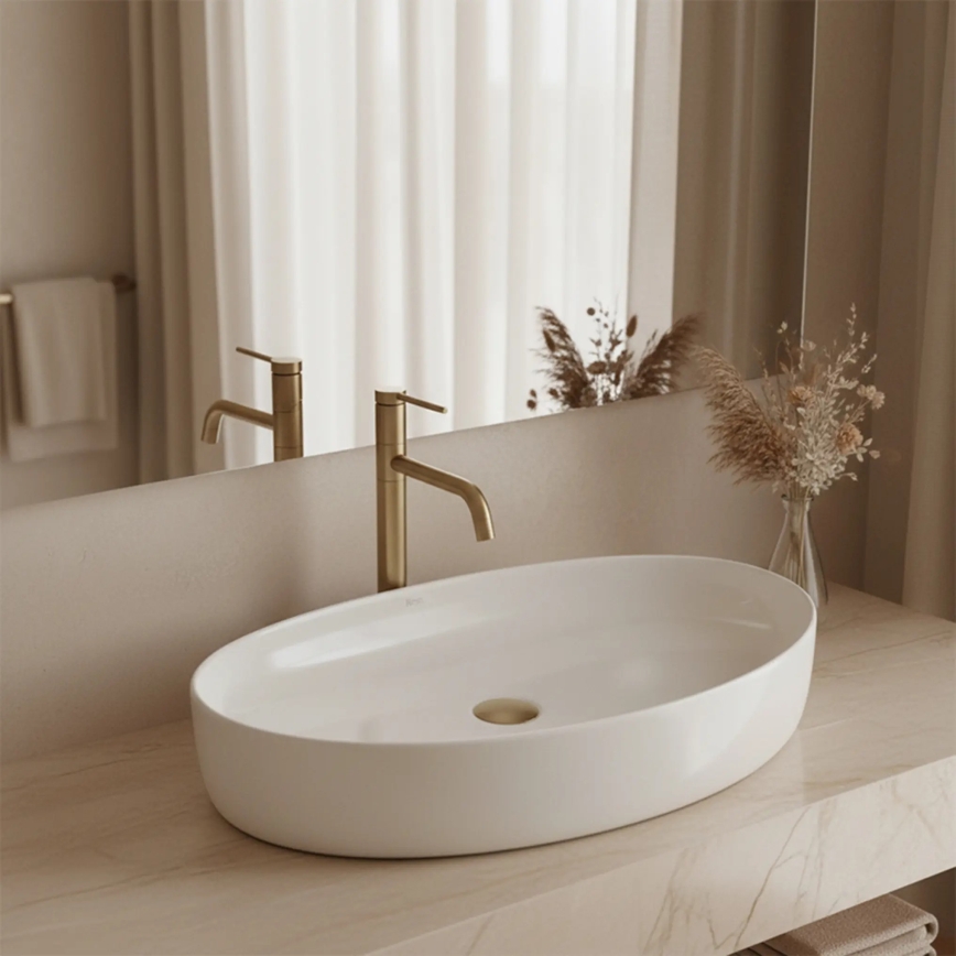 REA-U6371 - JOANA lauapealne valam 40,5 x 65,5 cm keraamika/läikiv valge