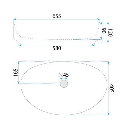 REA-U6371 - JOANA lauapealne valam 40,5 x 65,5 cm keraamika/läikiv valge