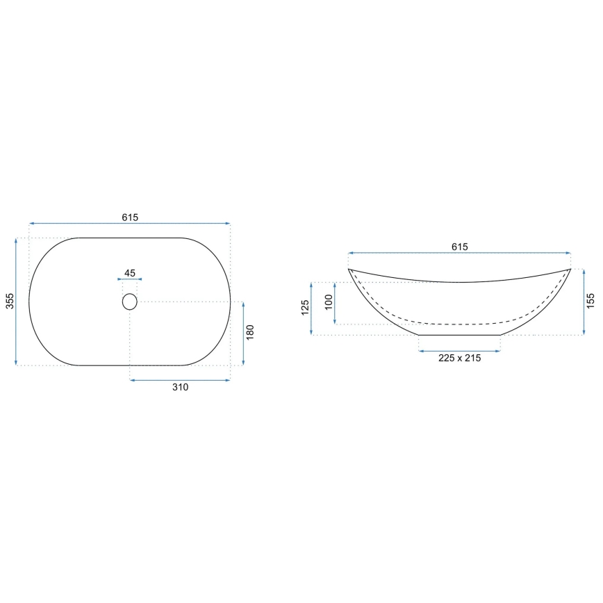 REA-U6372 - Lauale paigaldatav valamu ROYAL 35,5x61,5 cm keraamika/oliivroheline
