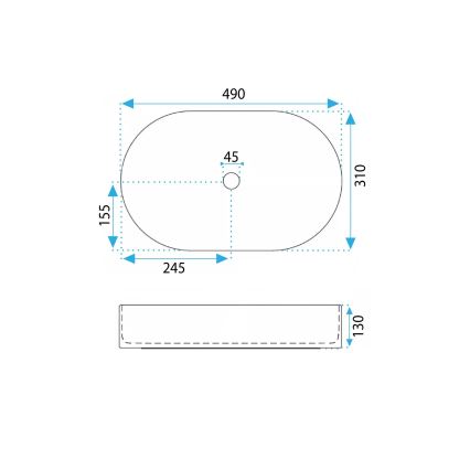 REA-U6375 - Lauale paigaldatav valamu VANDA 31x49 cm keraamiline/matt sinine
