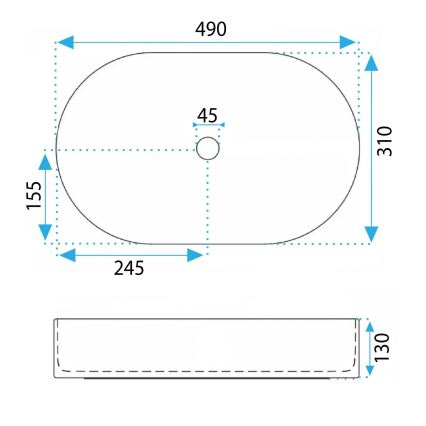 REA-U6376 - Lauaplaadile paigaldatav valamu VANDA 31x49 cm keraamiline/matt roosa