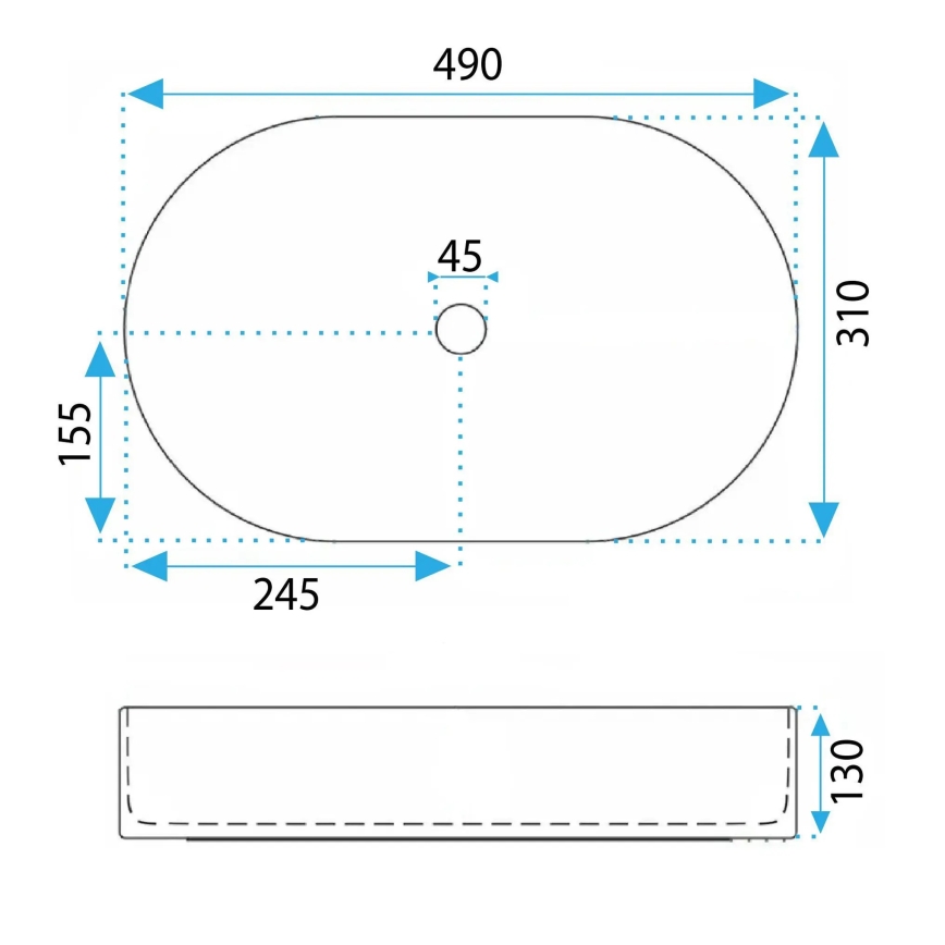 REA-U6376 - Lauaplaadile paigaldatav valamu VANDA 31x49 cm keraamiline/matt roosa