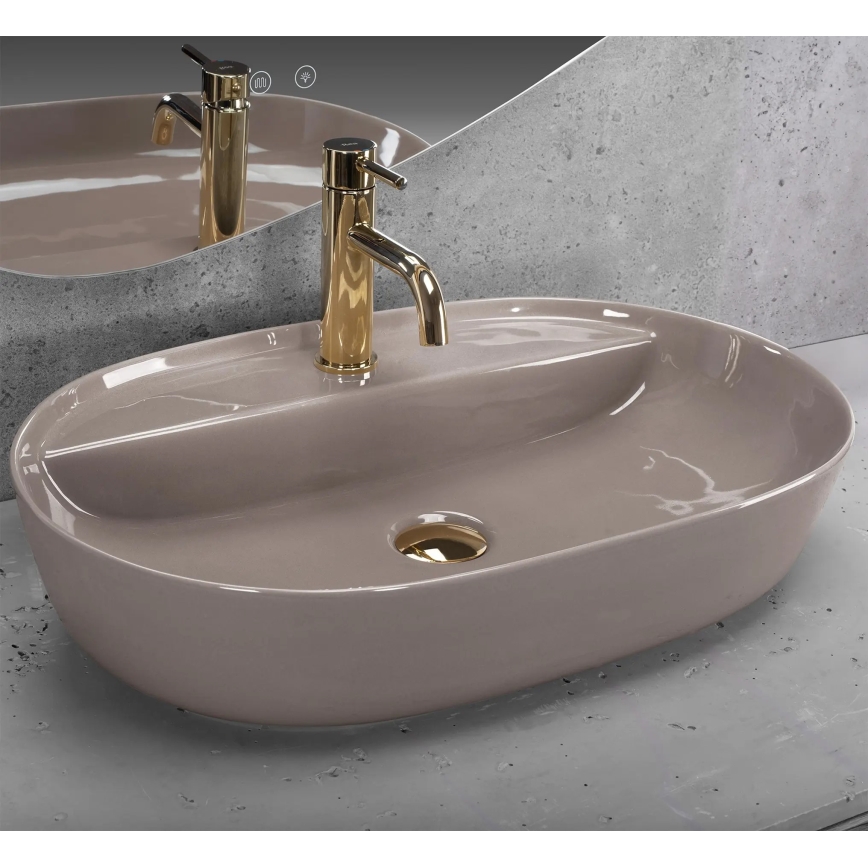 REA-U6381 - Lauapealne valamu AURA 41x61 cm keraamika/läikiv pruun