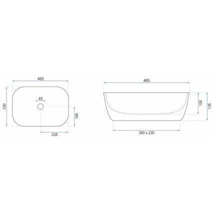 REA-U6384 - Lauapealne valamu BELINDA 33x46,5 cm keraamika/must/pruun