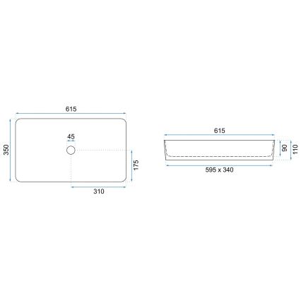 REA-U6510 - Lauale paigaldatav valamu DENIS 35x61,5 cm keraamika/mattmust