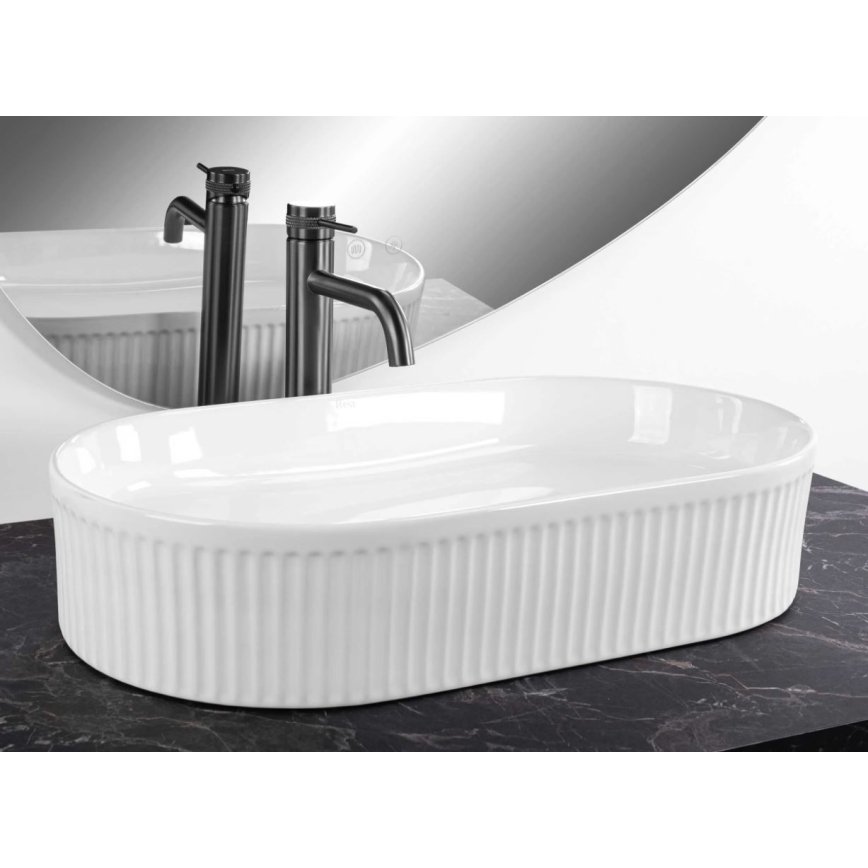 REA-U6526 - Lauale paigaldatav valamu VANDA 34x60 cm keraamiline/läikiv valge