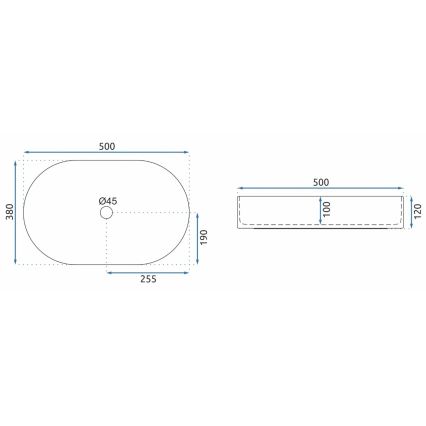 REA-U6563 - Lauale paigaldatav valam NADIA 38x50 cm keraamika/läikiv valge
