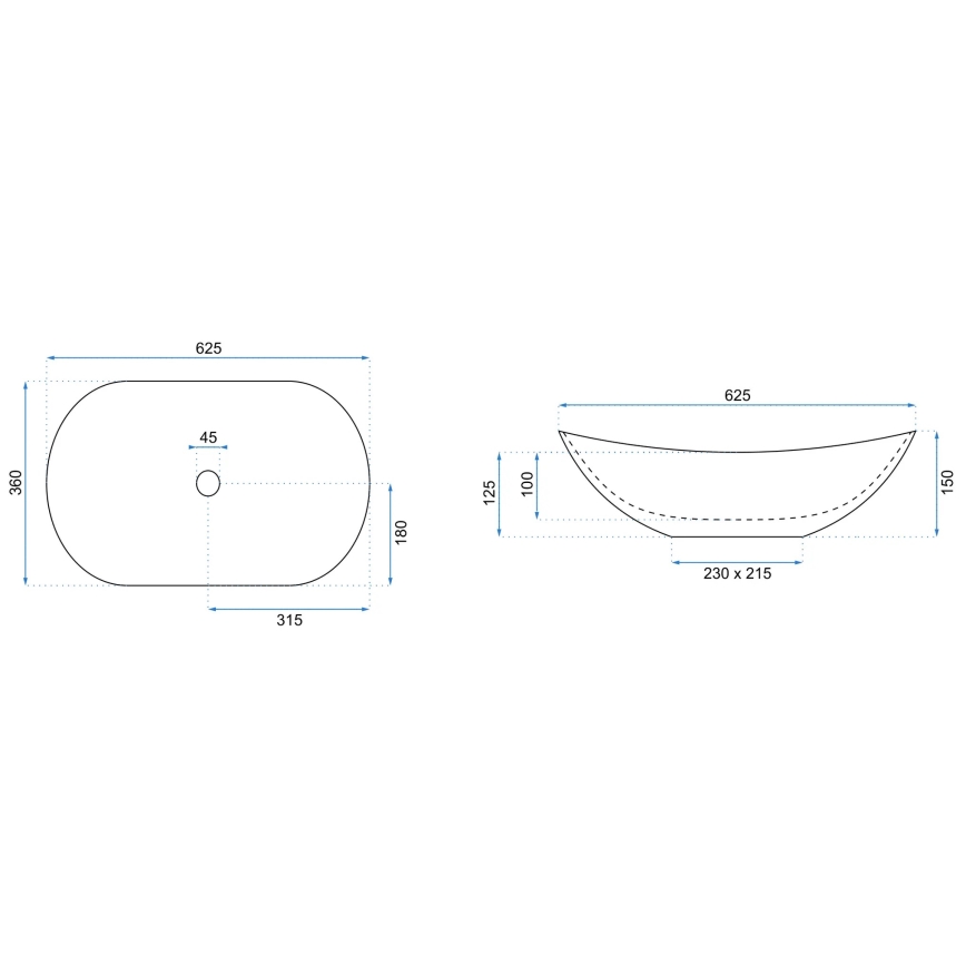 REA-U6600 - Lauale asetatav valamu ROYAL 36x62,5 cm keraamika/valge/must