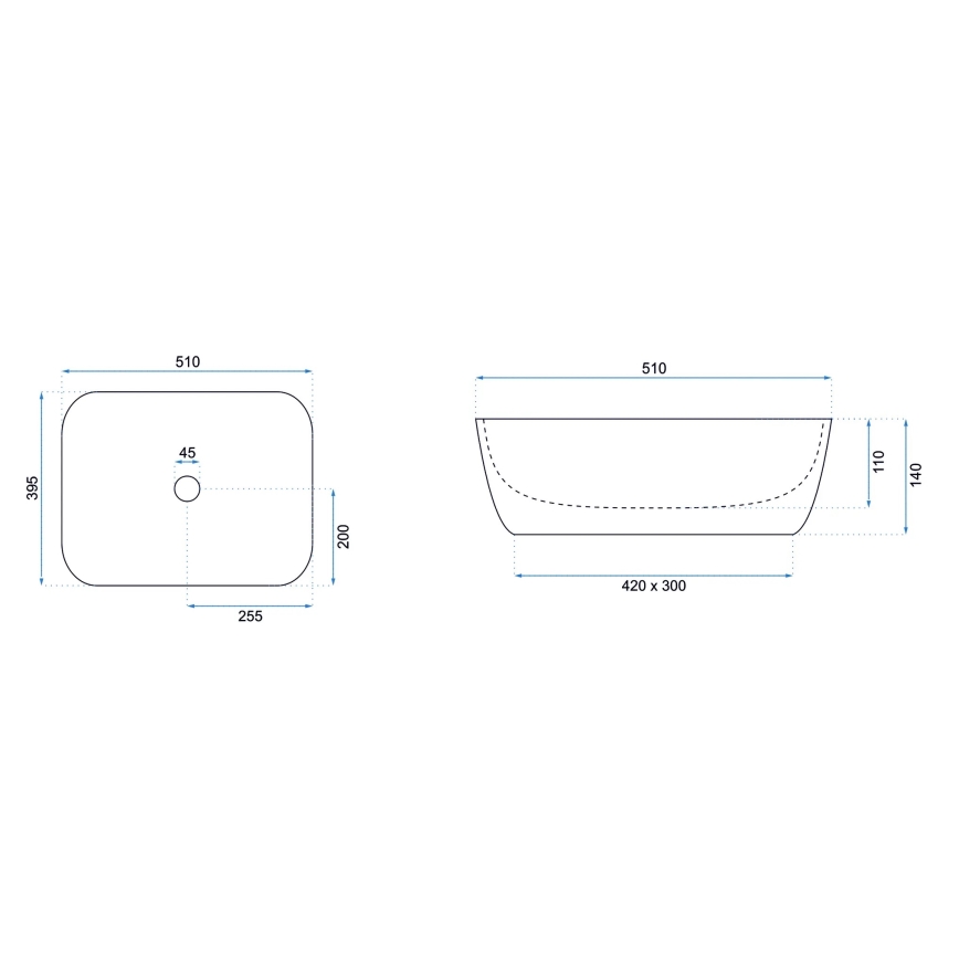 REA-U6616 - FREJA lauapealne valam 39,5x51 cm keraamika/valge