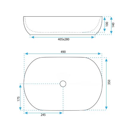 REA-U6620 - Lauapealne valamu LISA 35x49 cm keraamika/läikiv sinine