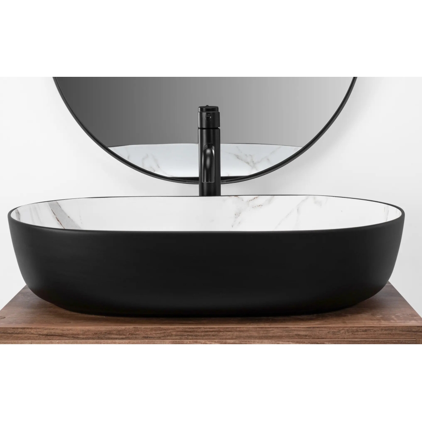 REA-U6625 - CLEO lauale paigaldatav valam 41x60,5 cm, keraamika, must/valge/marmori dekor