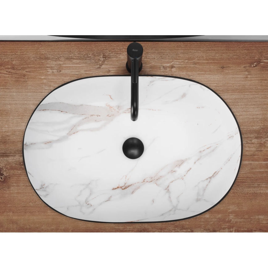 REA-U6625 - CLEO lauale paigaldatav valam 41x60,5 cm, keraamika, must/valge/marmori dekor