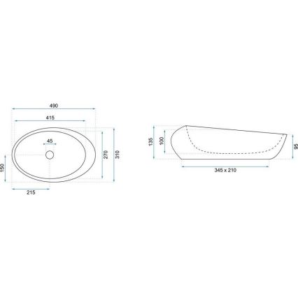 REA-U6649 - ROXY lauale paigaldatav valamu 31x49 cm keraamika/kivimitatsioon