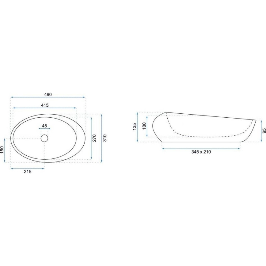 REA-U6649 - ROXY lauale paigaldatav valamu 31x49 cm keraamika/kivimitatsioon