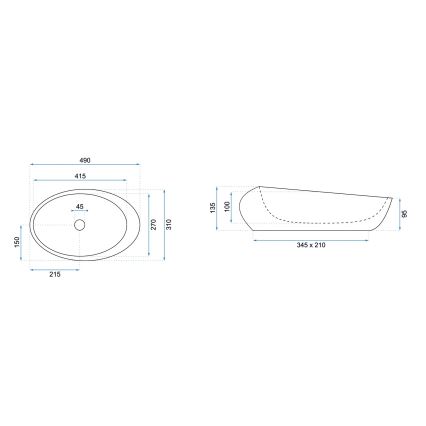 REA-U6651 - ROXY lauapealne valamu 31x49 cm keraamiline/hall/kiviimitatsioon