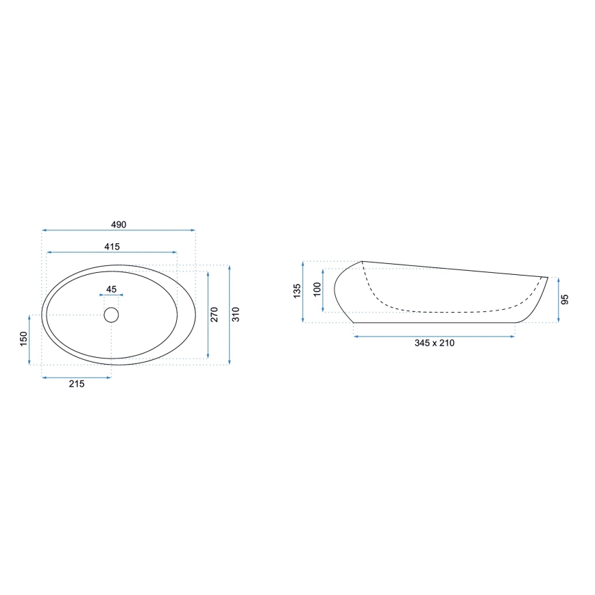 REA-U6651 - ROXY lauapealne valamu 31x49 cm keraamiline/hall/kiviimitatsioon