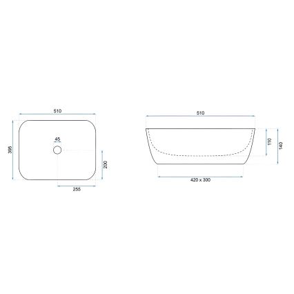 REA-U6689 - Lauale paigaldatav valamu FREJA 39,5x51 cm keraamika/beež/kiviimitatsioon