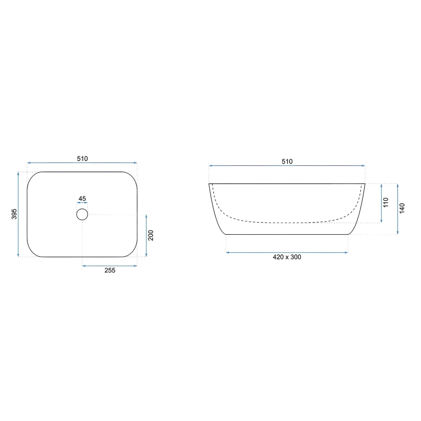 REA-U6689 - Lauale paigaldatav valamu FREJA 39,5x51 cm keraamika/beež/kiviimitatsioon