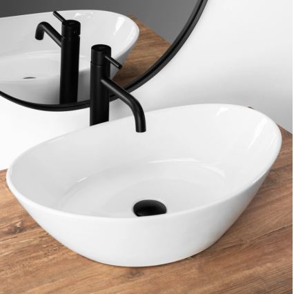 REA-U6801 - Valamu lauaplaadile KATE 33,5x55,5 cm keraamika/läikiv valge